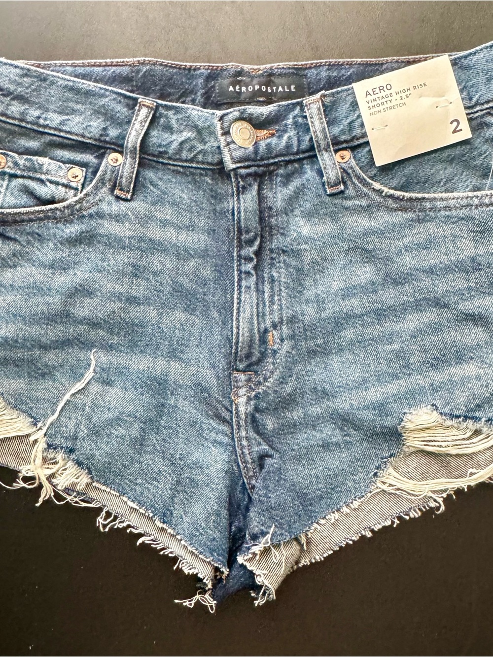 Aeropostale Women's Distressed Cutoff Denim Shorty Shorts 2.5”. Size 2